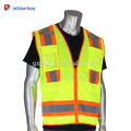Diseño personalizado Hi Vis Lime Vest Ropa de trabajo de seguridad naranja Ropa de cremallera con tiras reflectantes y bolsillos múltiples